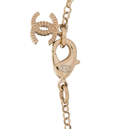 Chanel Resin Crystal CC Heart Necklace Pearly White Gold 5 of 6