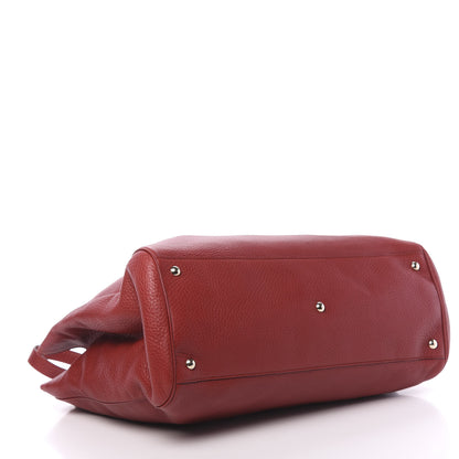 Gucci Calfskin Large Bamboo Shopper Tote Red 5 of 11