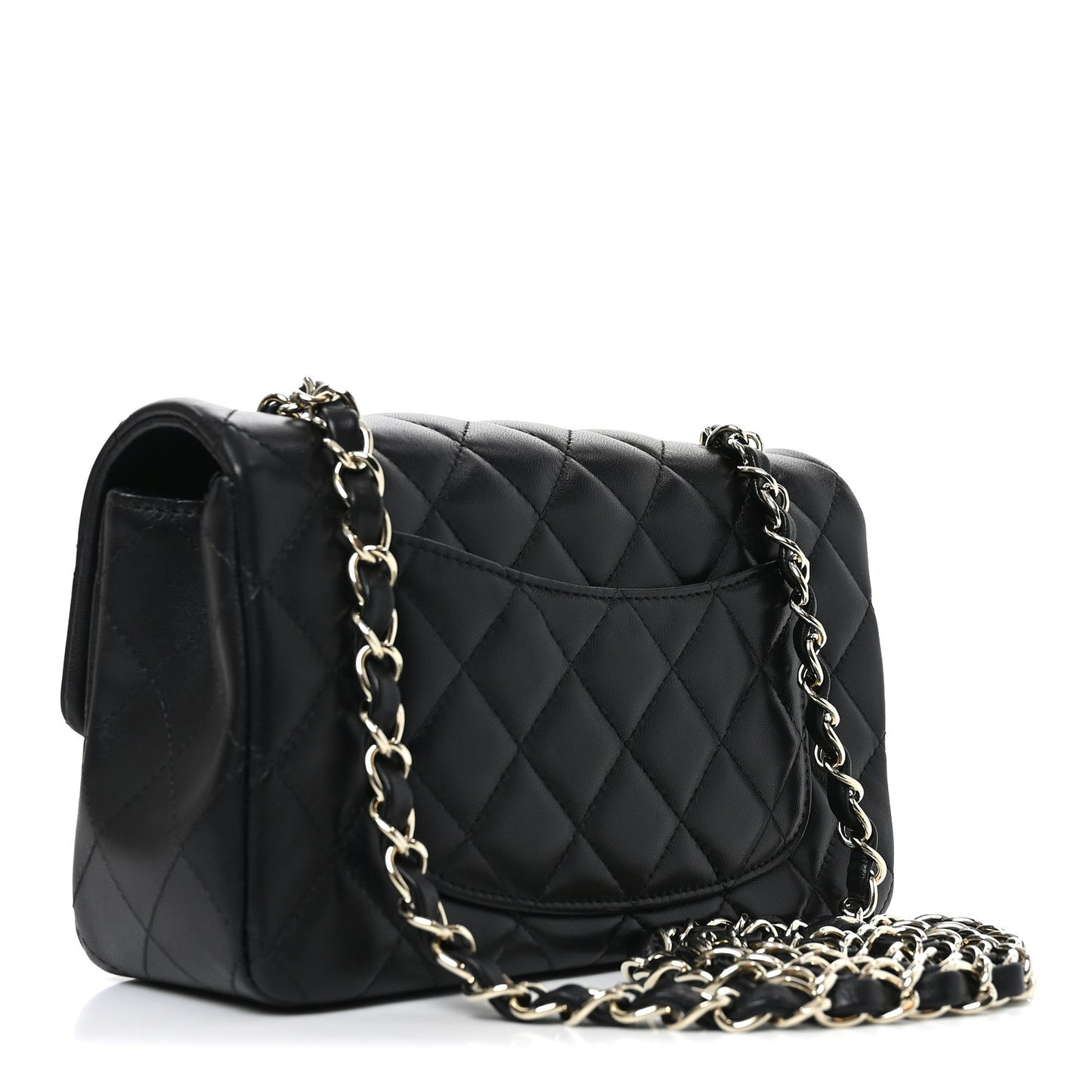Lambskin Quilted Mini Rectangular Flap Black