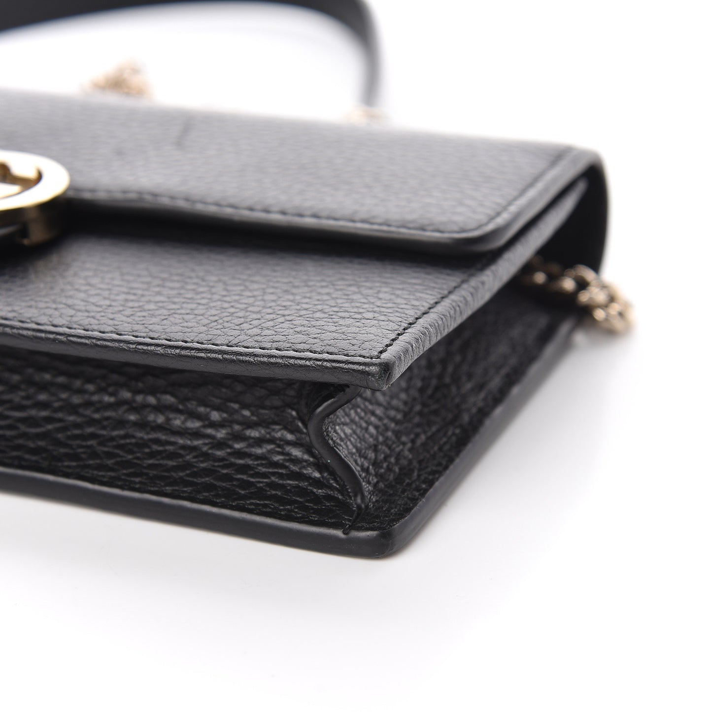 Dollar Calfskin Interlocking G Chain Wallet Black
