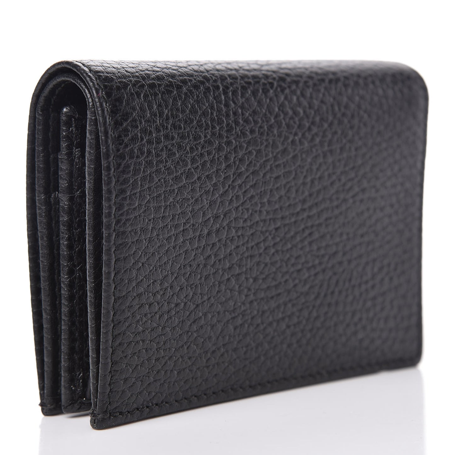 Pebbled Calfskin GG Marmont Card Case Black