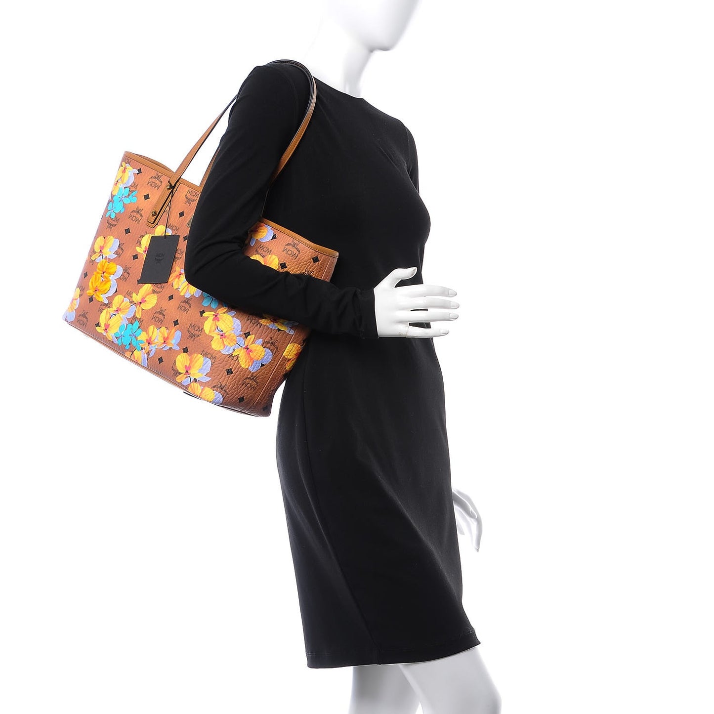 Visetos Medium Anya Essential Flower Print Shopper Tote Cognac