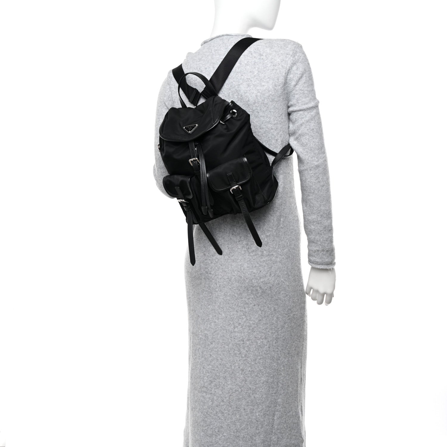 Prada Tessuto Nylon Vitello Backpack Black 2 of 11