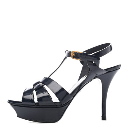 Saint Laurent Patent Tribute 75 Platform Sandals 35.5 Navy 1 of 9