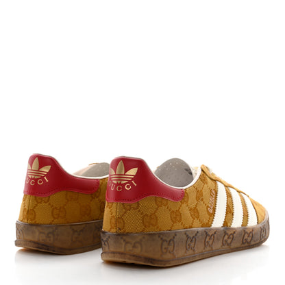 Gucci X ADIDAS Vintage GG Monogram Mens Gazelle Sneakers 9.5 Mid Natural Nut Off White 4 of 9