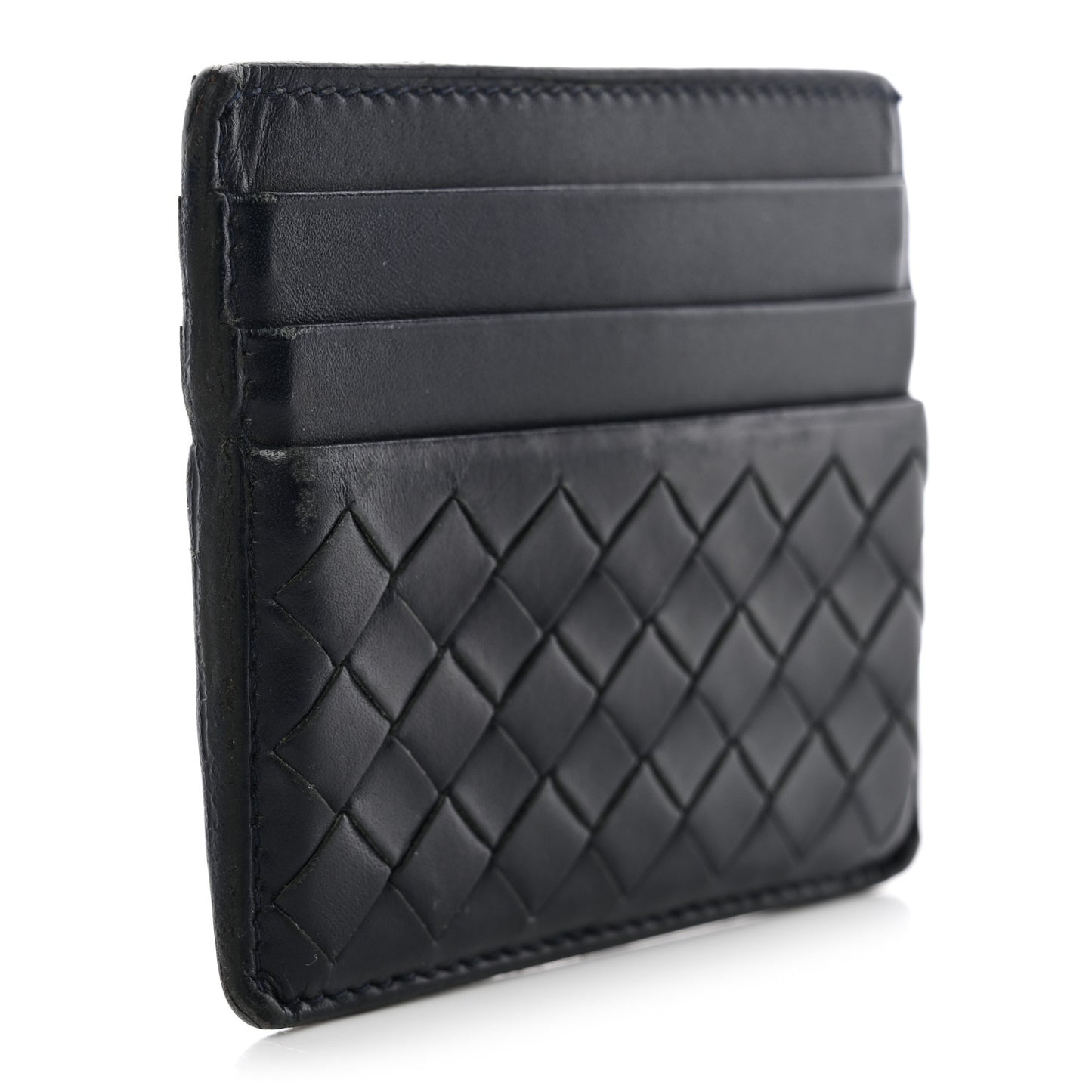 Nappa Intrecciato Card Holder Deep Blue