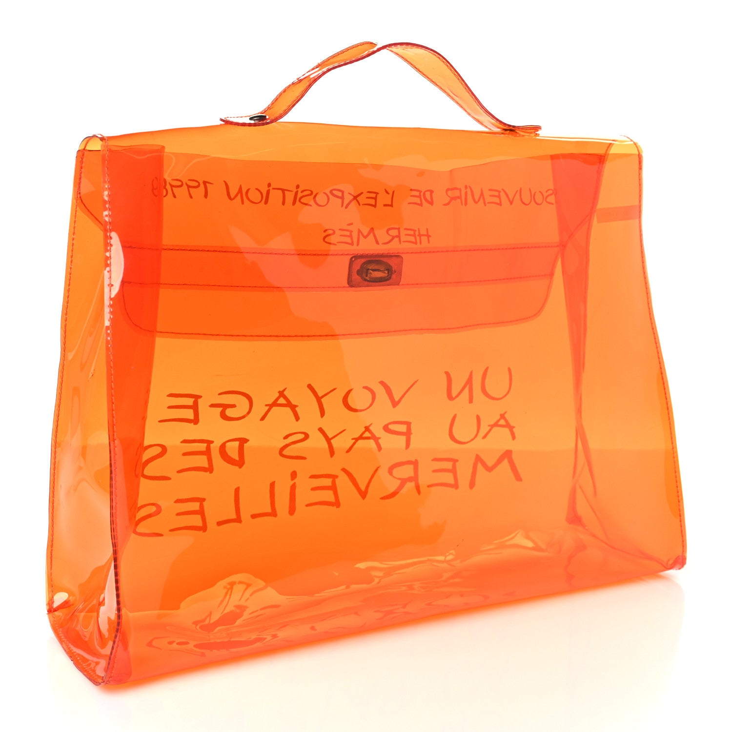 Hermes Vinyl Souvenir De L'Exposition Kelly Orange 3 of 10