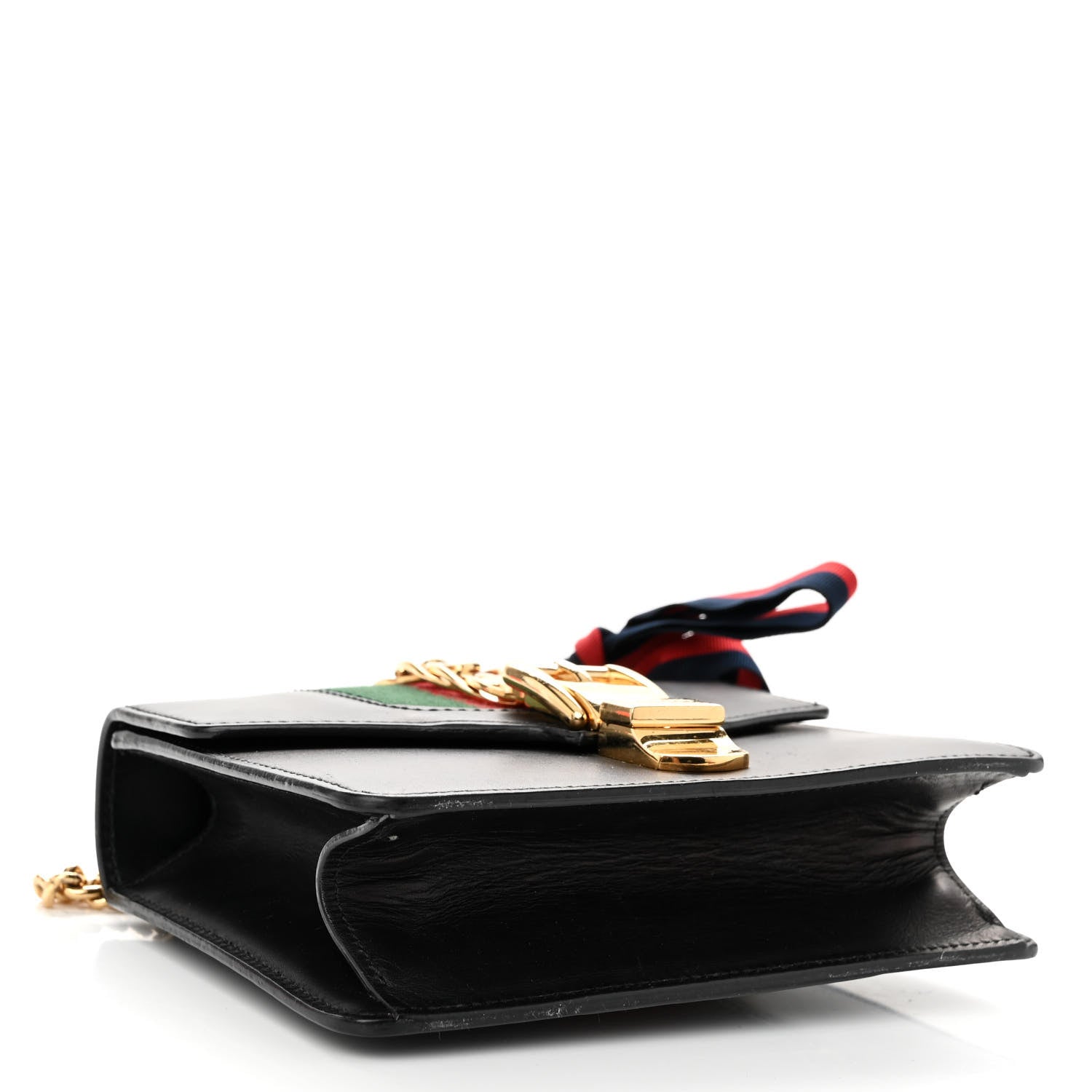 Gucci Calfskin Mini Sylvie Chain Shoulder Bag Black 4 of 16
