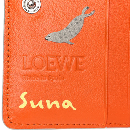Loewe X SUNA FUJITA Satin Calfskin Penguins Compact Zip Wallet Blue Iceberg 6 of 9