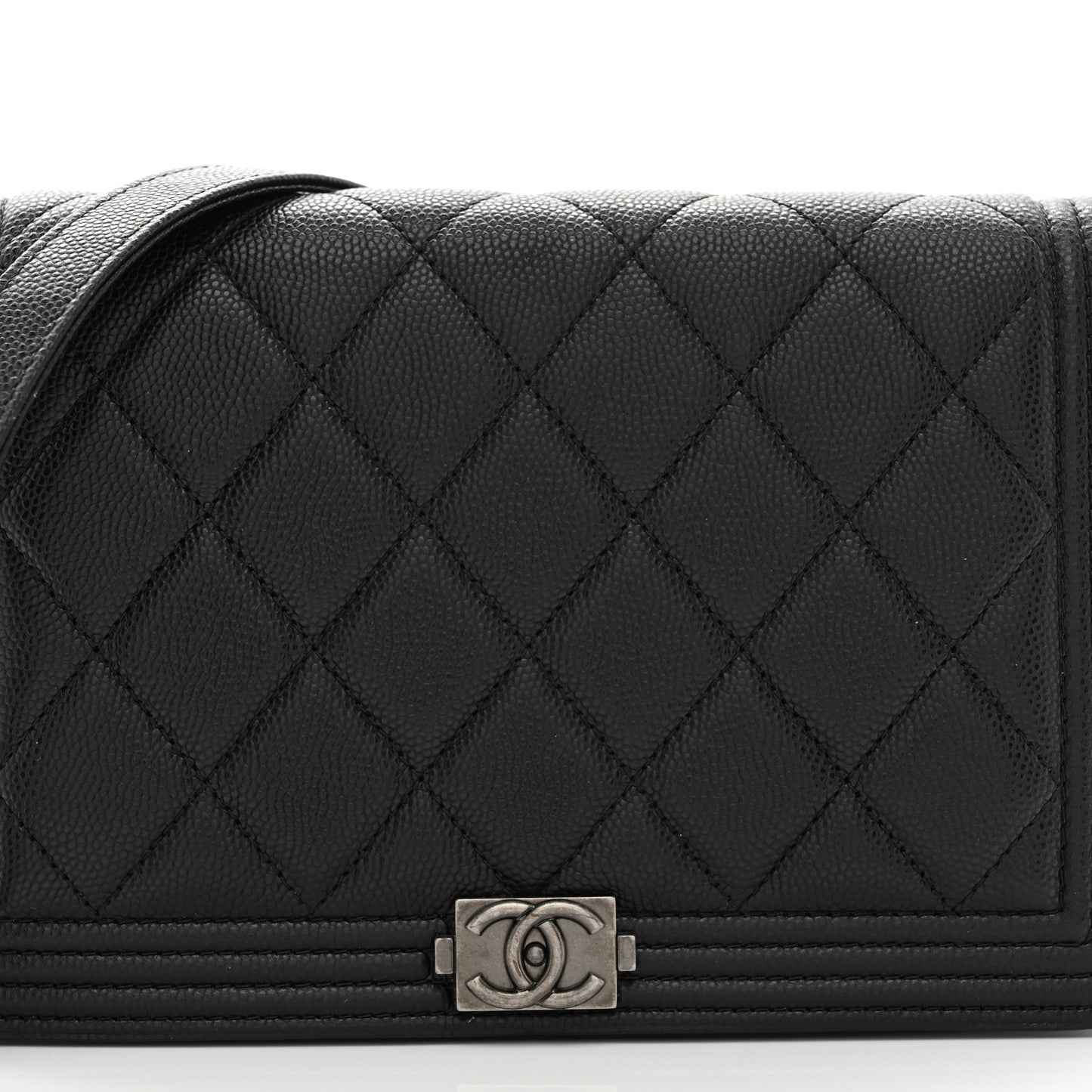 Caviar Quilted Boy Wallet On Chain WOC Black