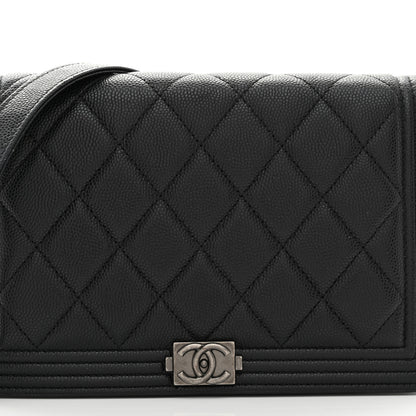 Chanel Caviar Quilted Boy Wallet On Chain WOC Black 9 of 11