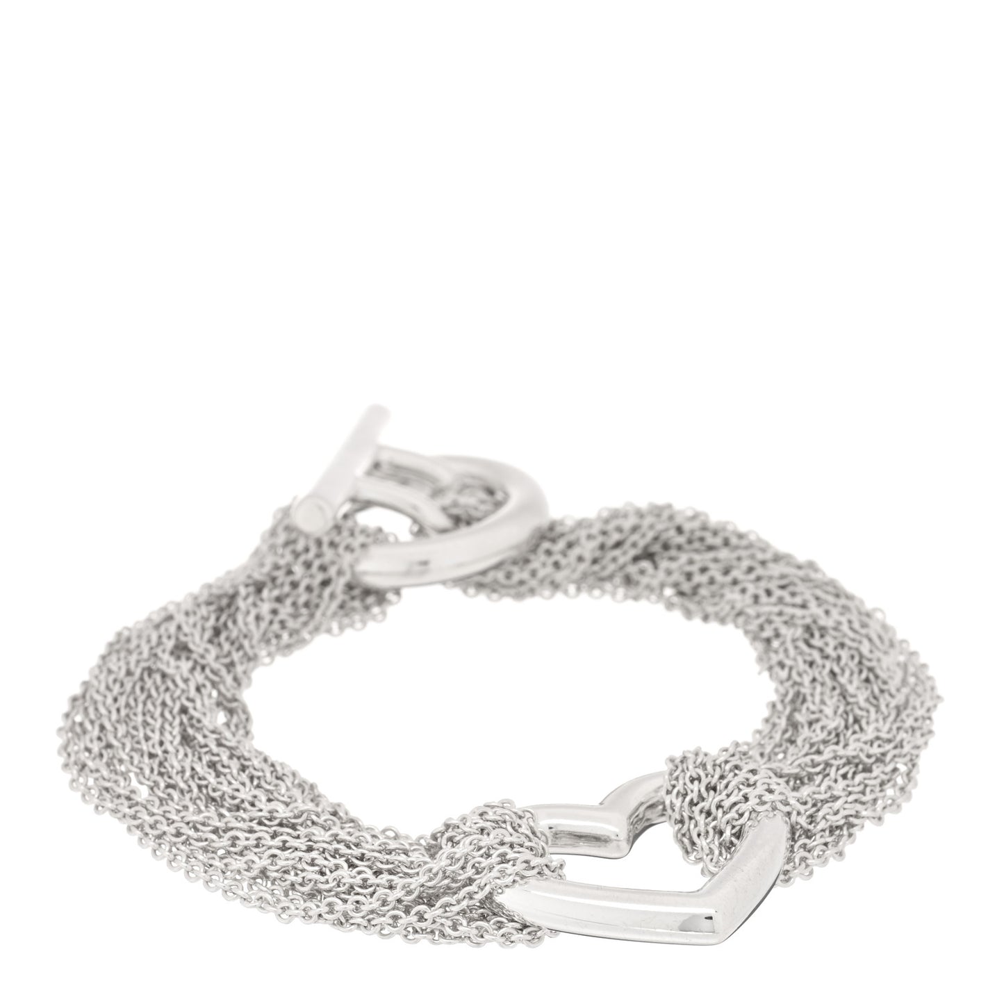 Sterling Silver Open Heart Multi Strand Bracelet