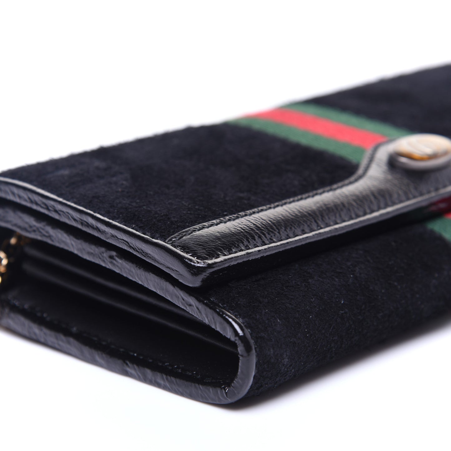 Suede Patent Web Ophidia Wallet On Chain Black