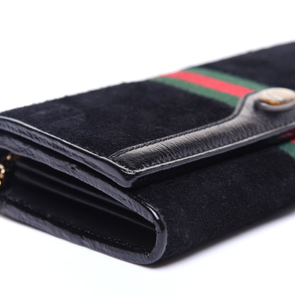 Gucci Suede Patent Web Ophidia Wallet On Chain Black 6 of 12