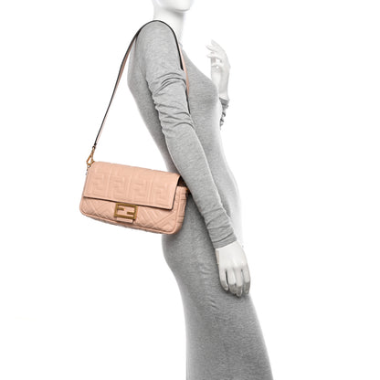 Fendi Nappa FF 1974 Embossed Baguette Rosa Quarzo 2 of 10