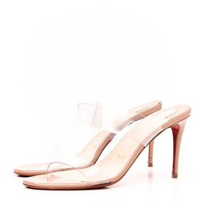 Christian Louboutin Patent PVC Just Nothing 85 Slide Sandals 38 Nude 3 of 8