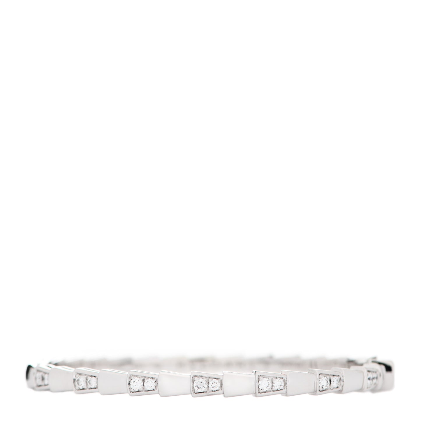 18K White Gold Diamond Serpenti Viper Bangle Bracelet S