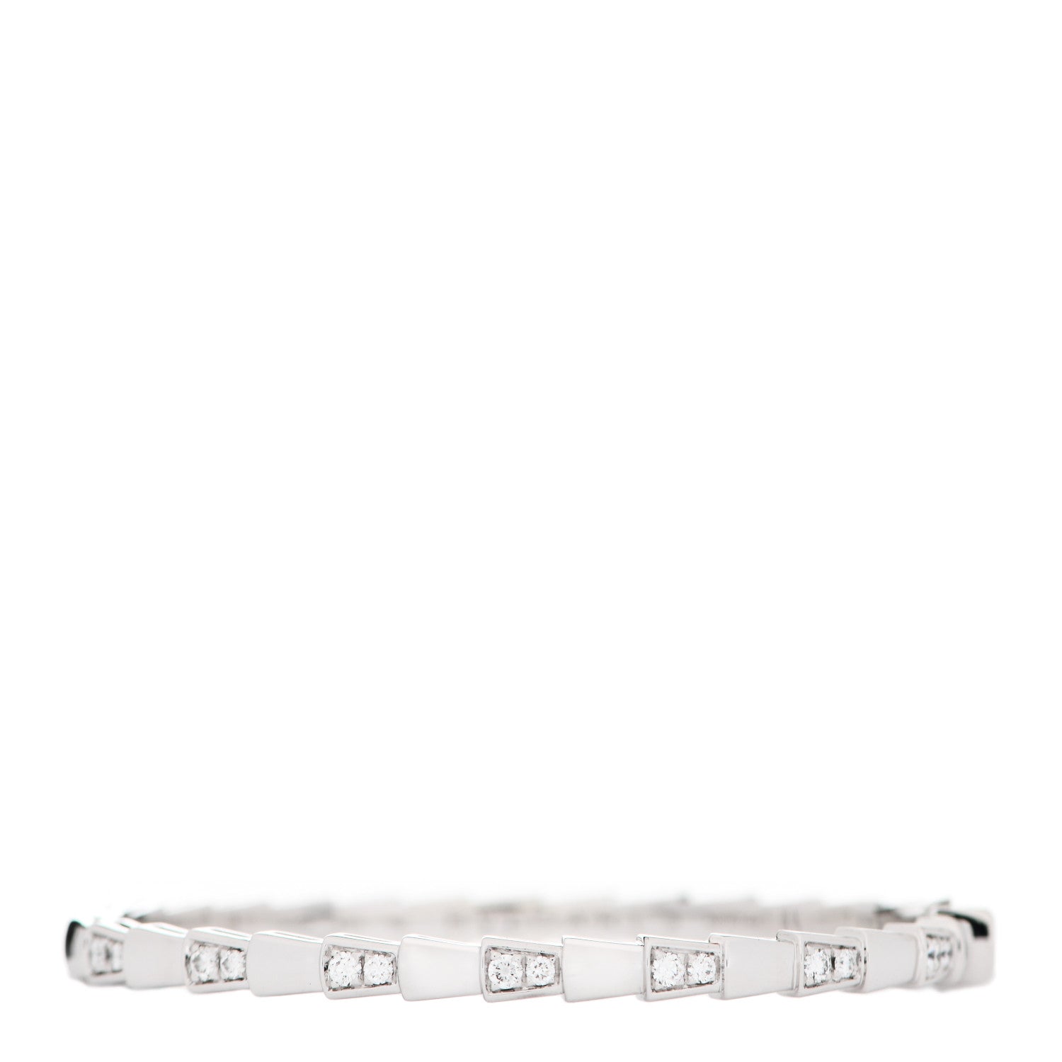 Bulgari 18K White Gold Diamond Serpenti Viper Bangle Bracelet S 1 of 4