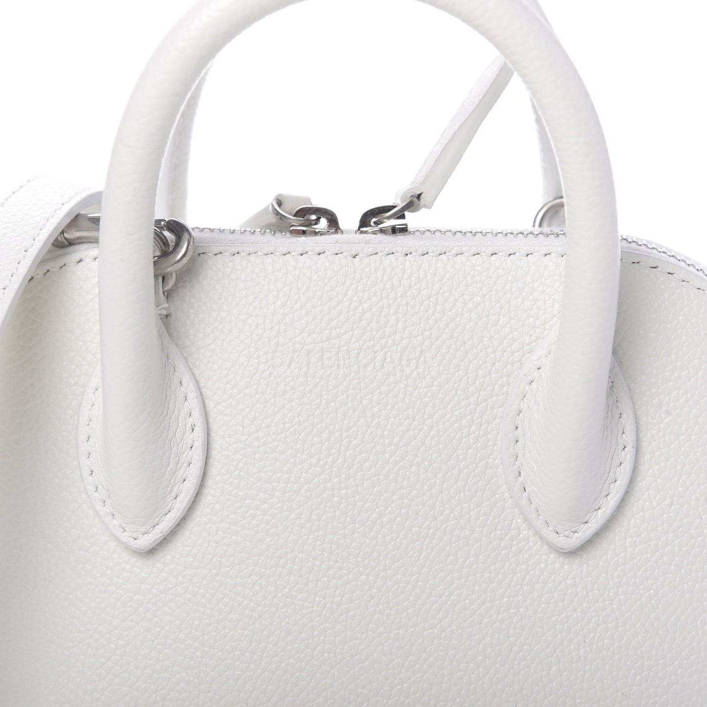 Grained Calfskin Logo XXS Ville Top Handle Bag White Light Green