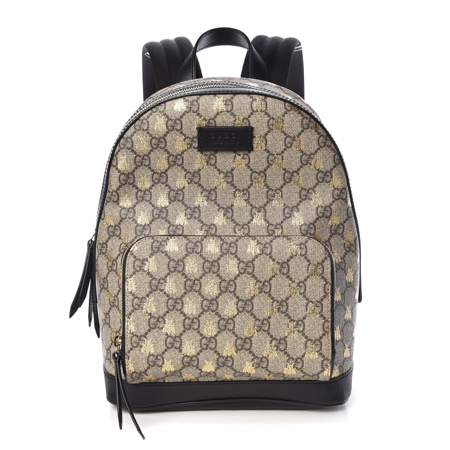 Gucci GG Supreme Monogram Bees Print Small Day Backpack Beige Oro Black 1 of 9