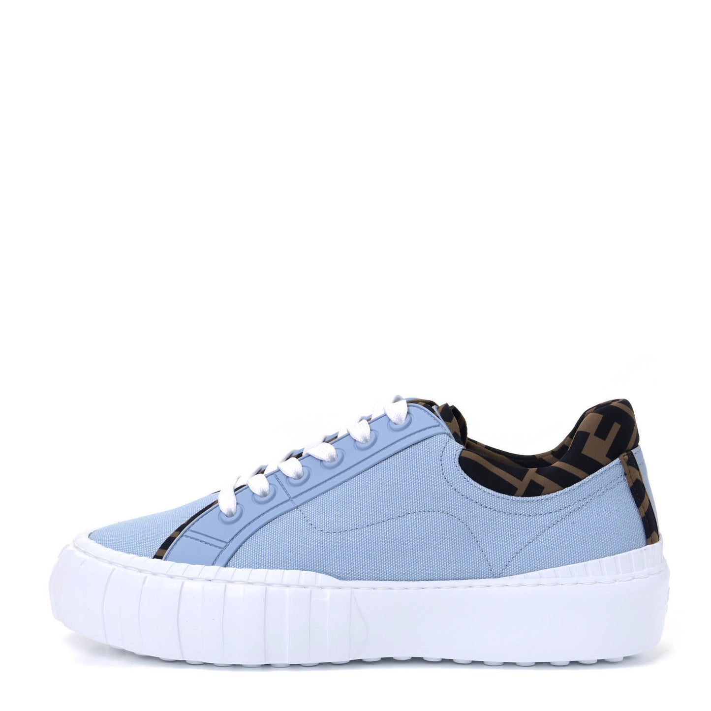 Canvas Lycra TPU FF Womens Fendi Force Low Top Sneakers 39 Sky Tobacco Black