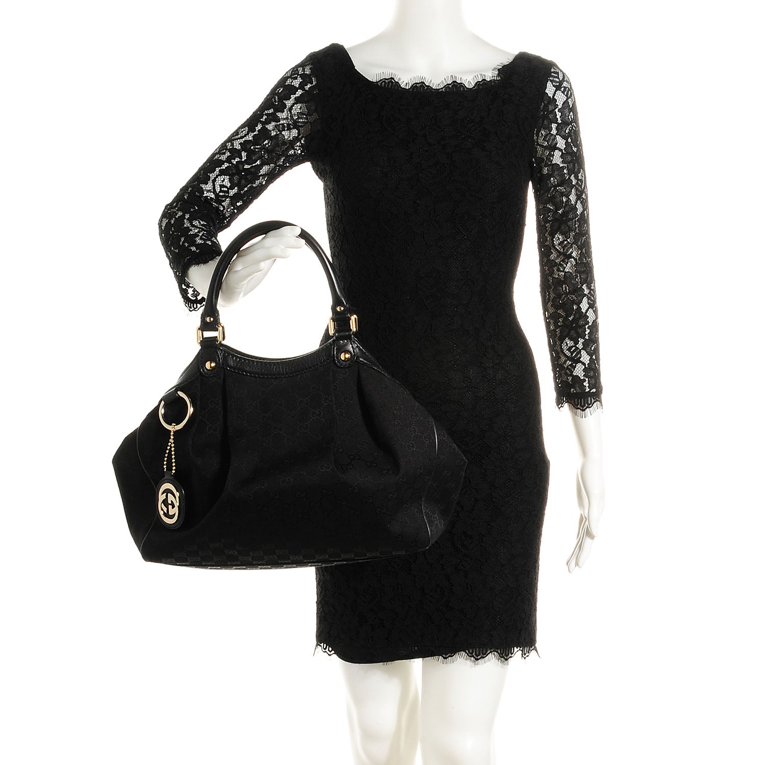 Gucci Monogram Medium Sukey Tote Black 2 of 9