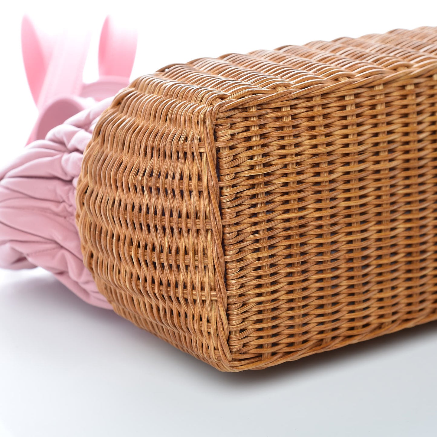 Nappa Matelasse Wicker Basket Bag Rosa Miele