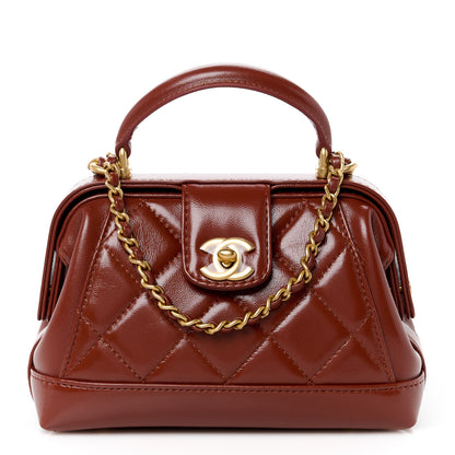 Chanel Shiny Lambskin Quilted Mini Cocodoc Top Handle Bag Brown 1 of 12