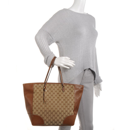 Gucci Monogram Textured Calfskin Medium Bree Zippered Tote Beige Ebony Nocciola 2 of 8
