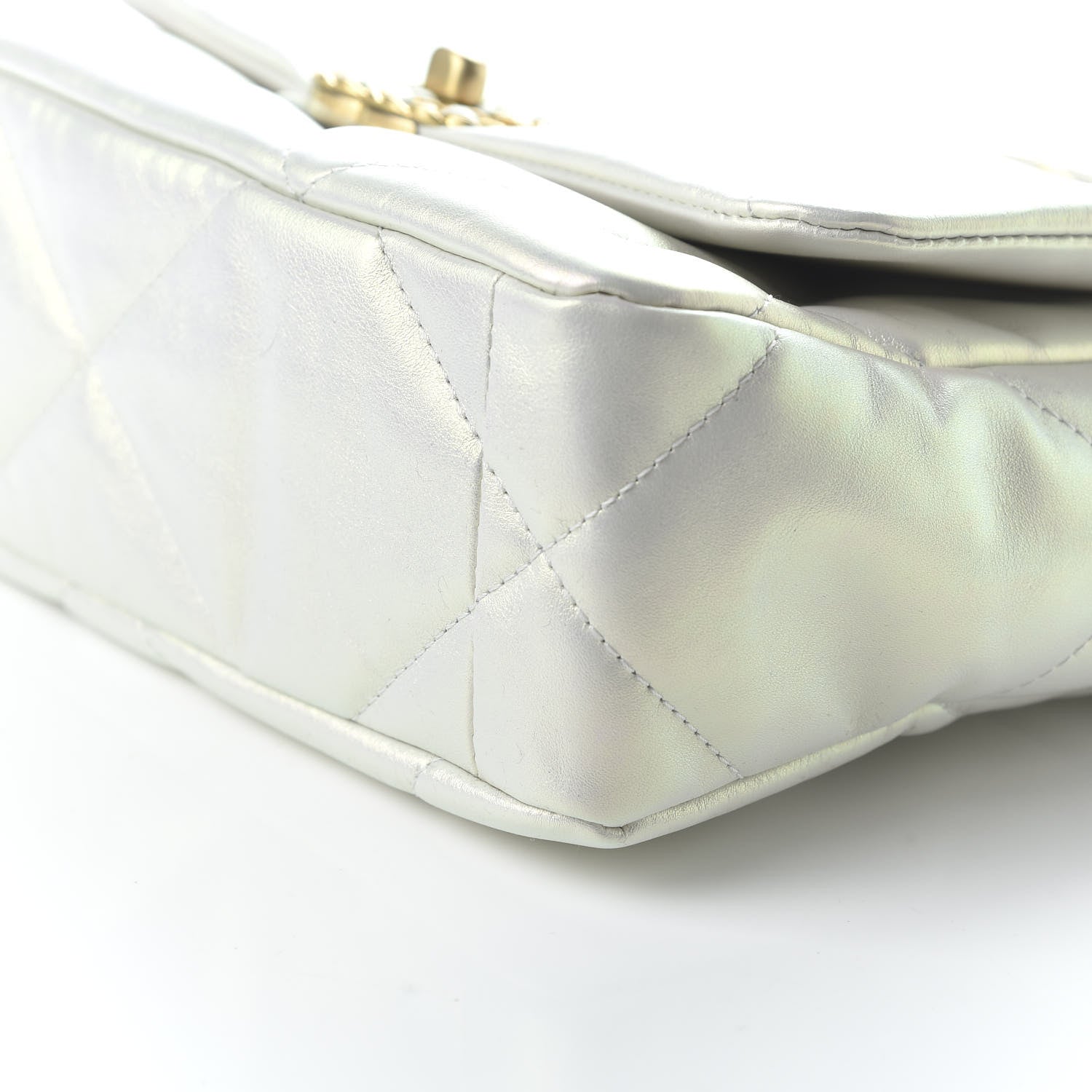 Chanel Iridescent Calfskin Quilted Medium 19 Flap White 7 of 10