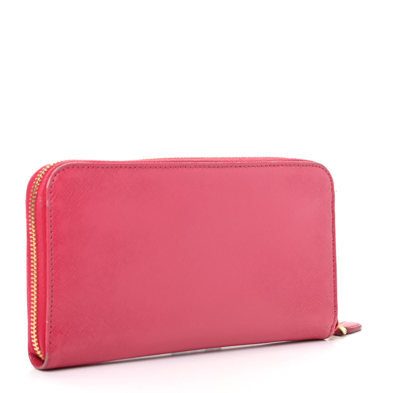 Prada Saffiano Triangle Zip Around Wallet Peonia 3 of 10