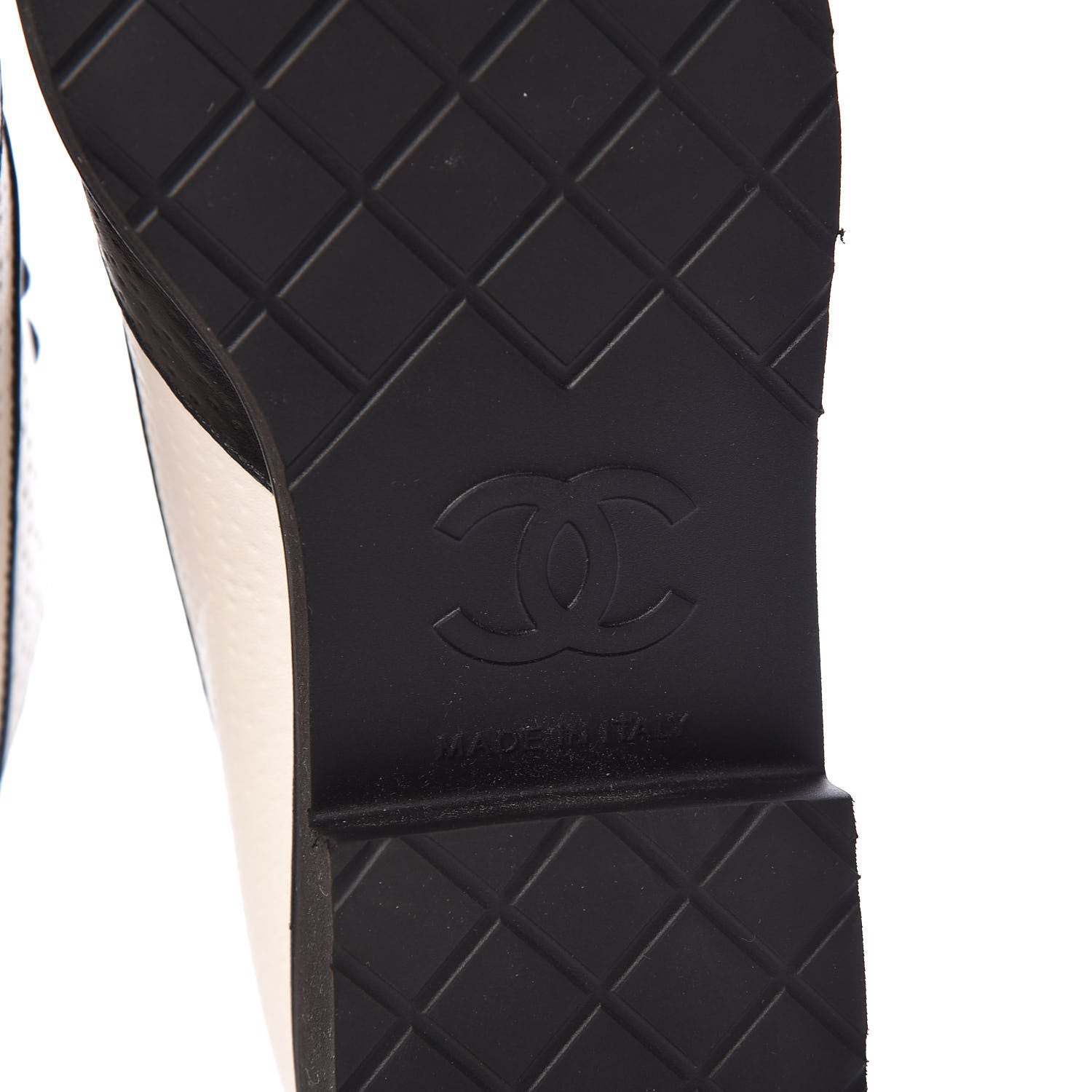 Chanel Calfskin Embossed Lace Up Oxfords 36.5 White Black 6 of 9