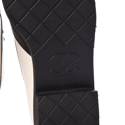 Chanel Calfskin Embossed Lace Up Oxfords 36.5 White Black 6 of 9