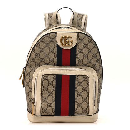 Gucci GG Supreme Monogram Textured Calfskin Web Small Ophidia Day Backpack Beige Ebony Mystic White 1 of 10