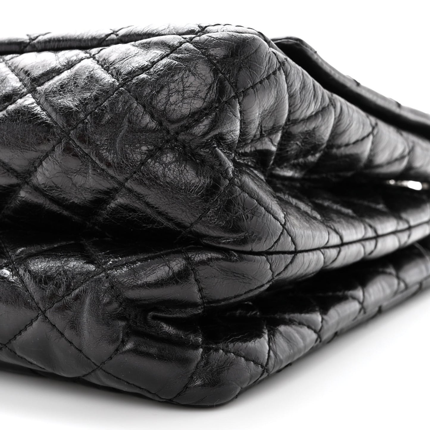 Metallic Aged Calfskin Quilted Reissue 2.55 Accordion Flap Black