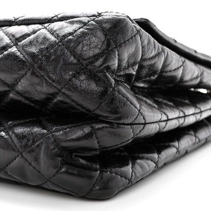 Chanel Metallic Aged Calfskin Quilted Reissue 2.55 Accordion Flap Black 11 of 12