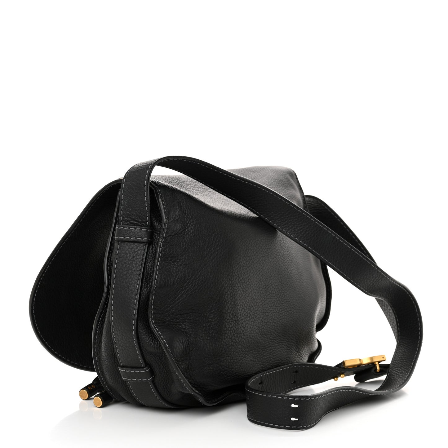 Calfskin Medium Marcie Round Crossbody Bag Black
