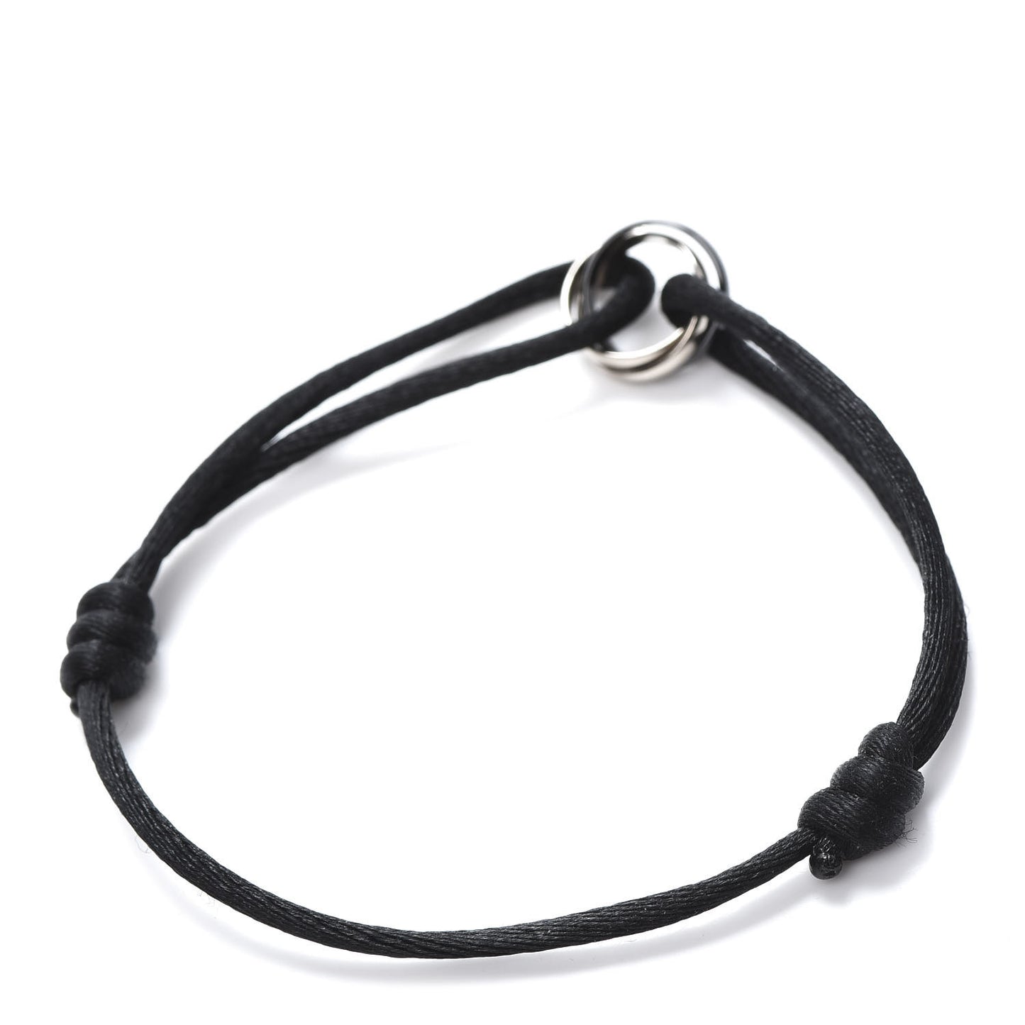18K White Gold Ceramic Trinity Cord Bracelet Black
