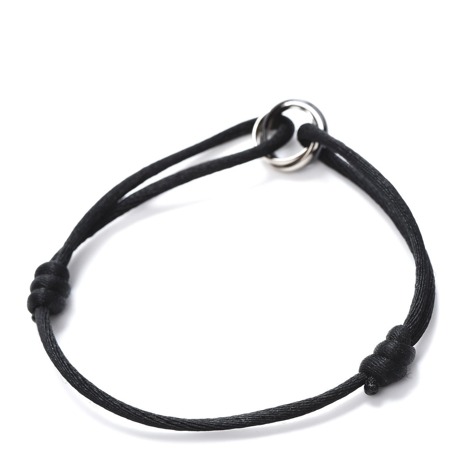 Cartier 18K White Gold Ceramic Trinity Cord Bracelet Black 6 of 14
