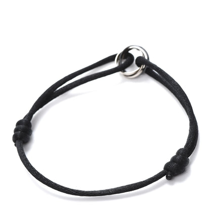 Cartier 18K White Gold Ceramic Trinity Cord Bracelet Black 6 of 14