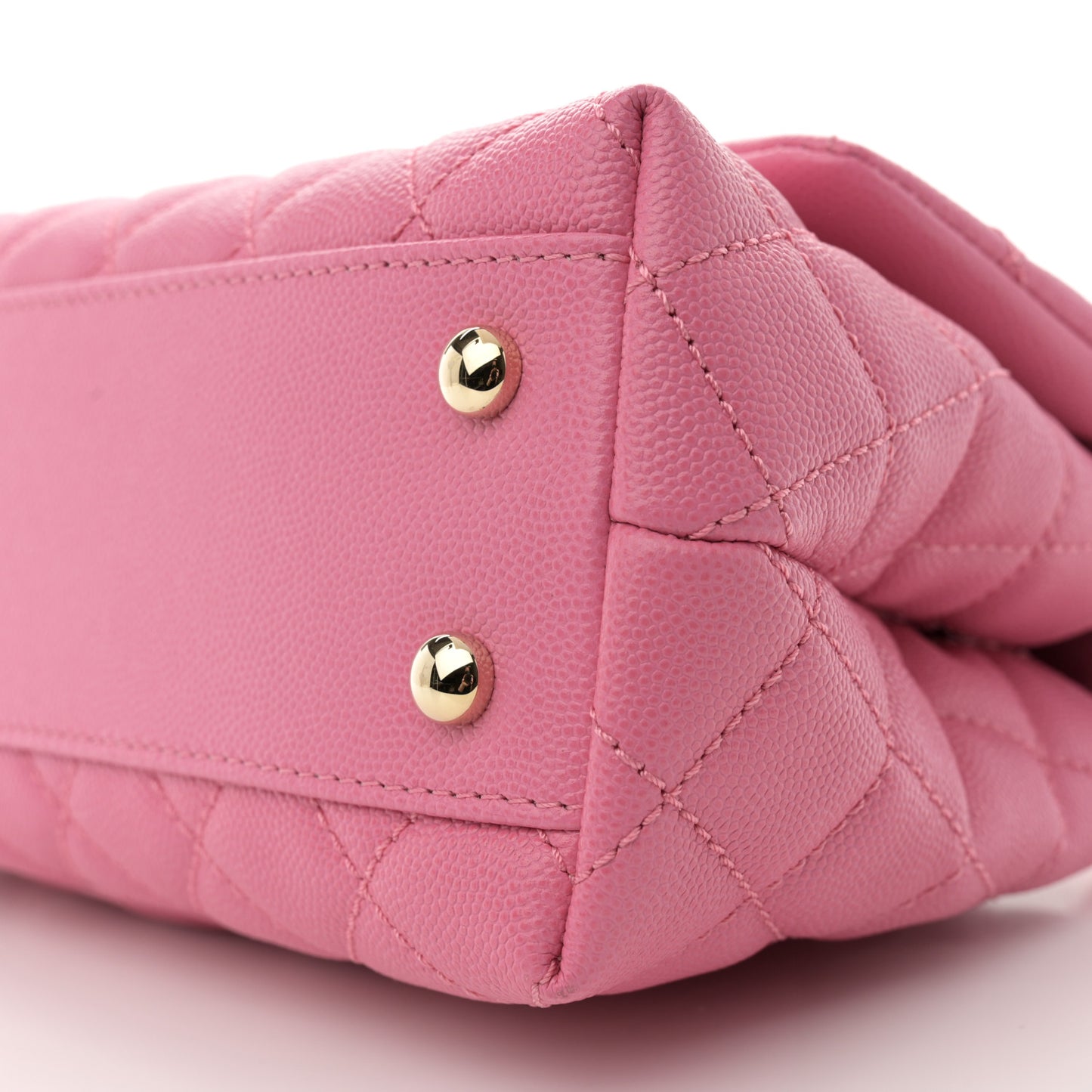 Caviar Lizard Embossed Quilted Mini Coco Handle Flap Pink