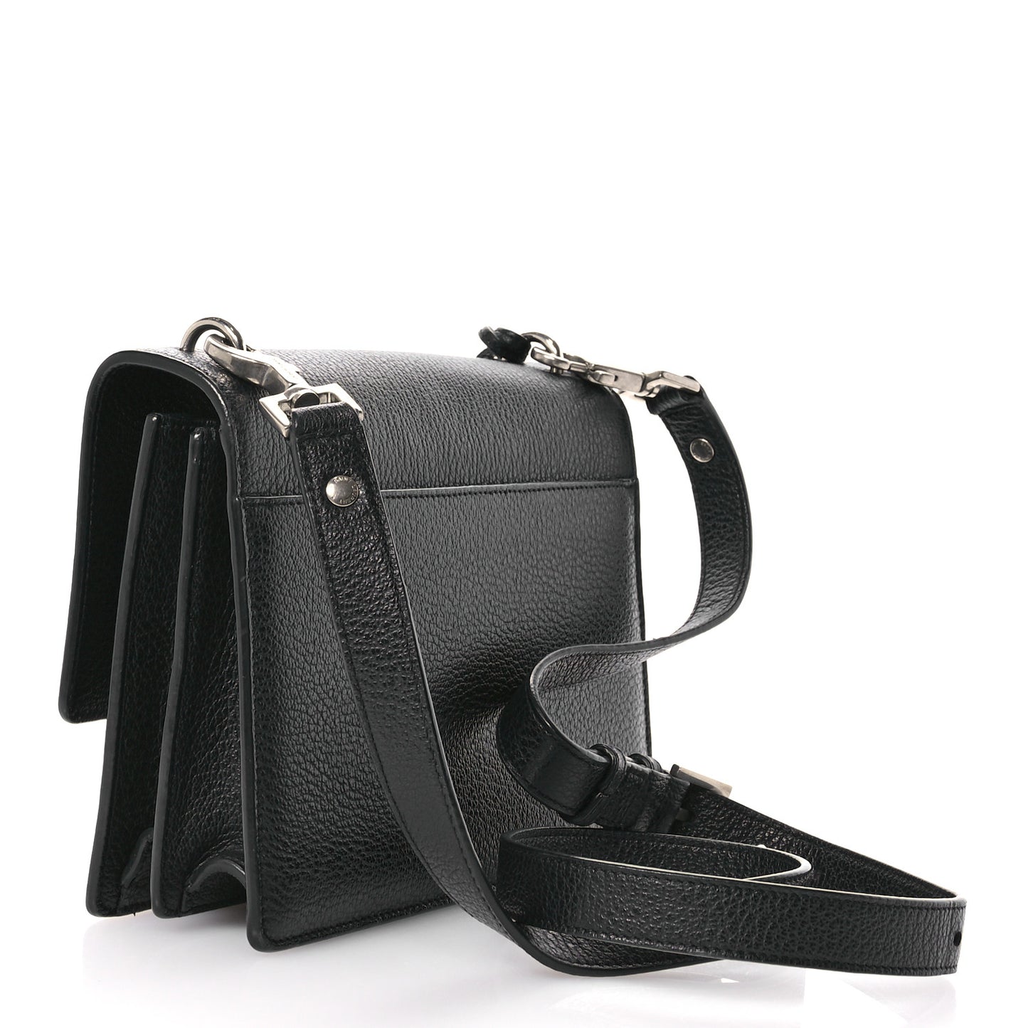 Grained Calfskin Medium Monogram Sunset Satchel Black