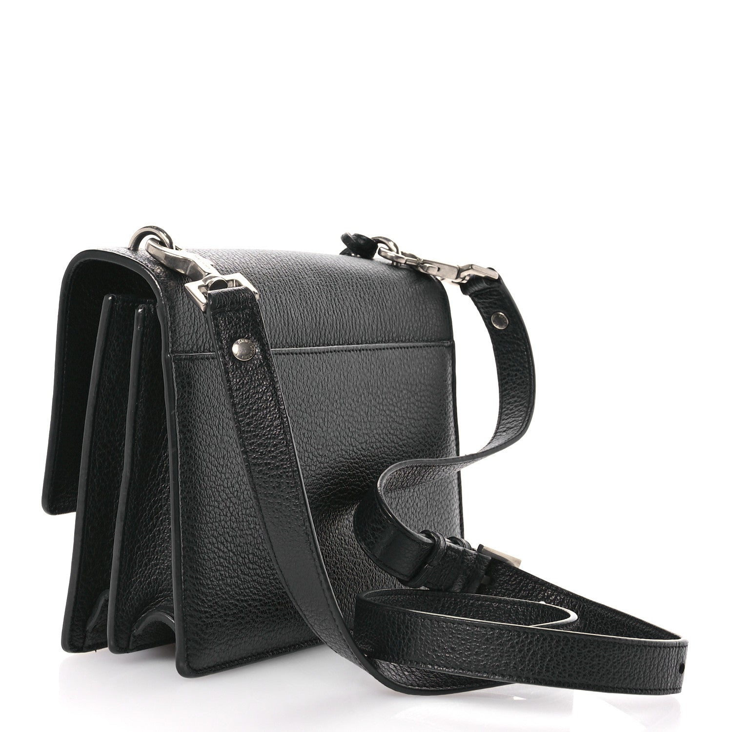 Saint Laurent Grained Calfskin Medium Monogram Sunset Satchel Black 3 of 14