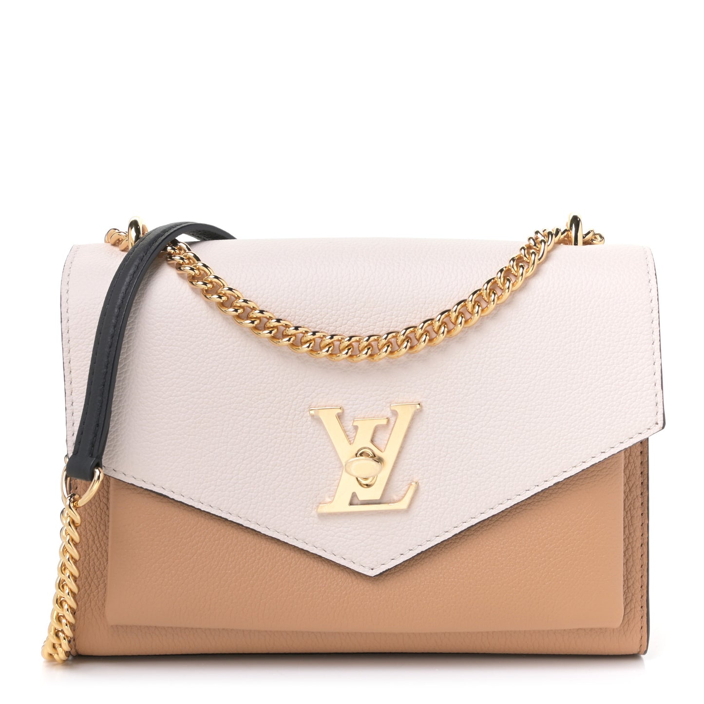 Soft Calfskin Mylockme Chain Bag BB Arizona Quartz Caramel
