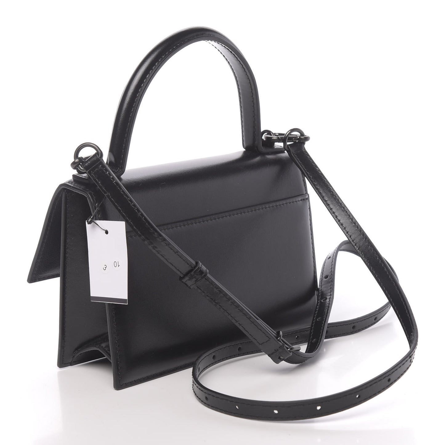 Box Calfskin Monochrome XS Sharp Top Handle Bag Black