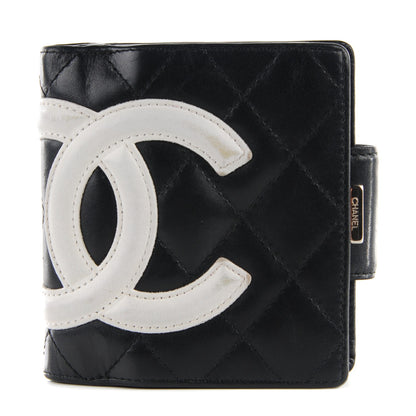 Chanel Calfskin Quilted Cambon Bi-Fold Wallet Black White 1 of 8