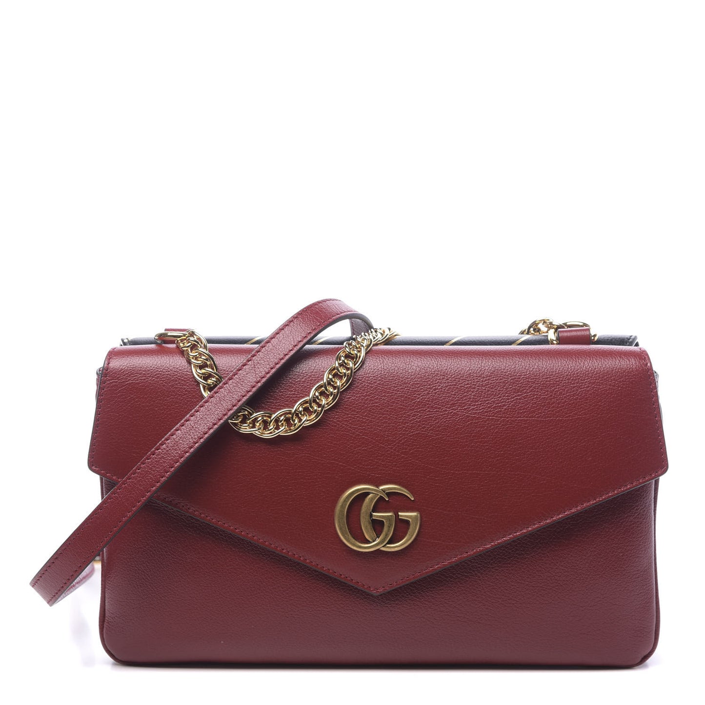 Calfskin Diagonal GG Medium Thiara Double Envelope Shoulder Bag Black Red