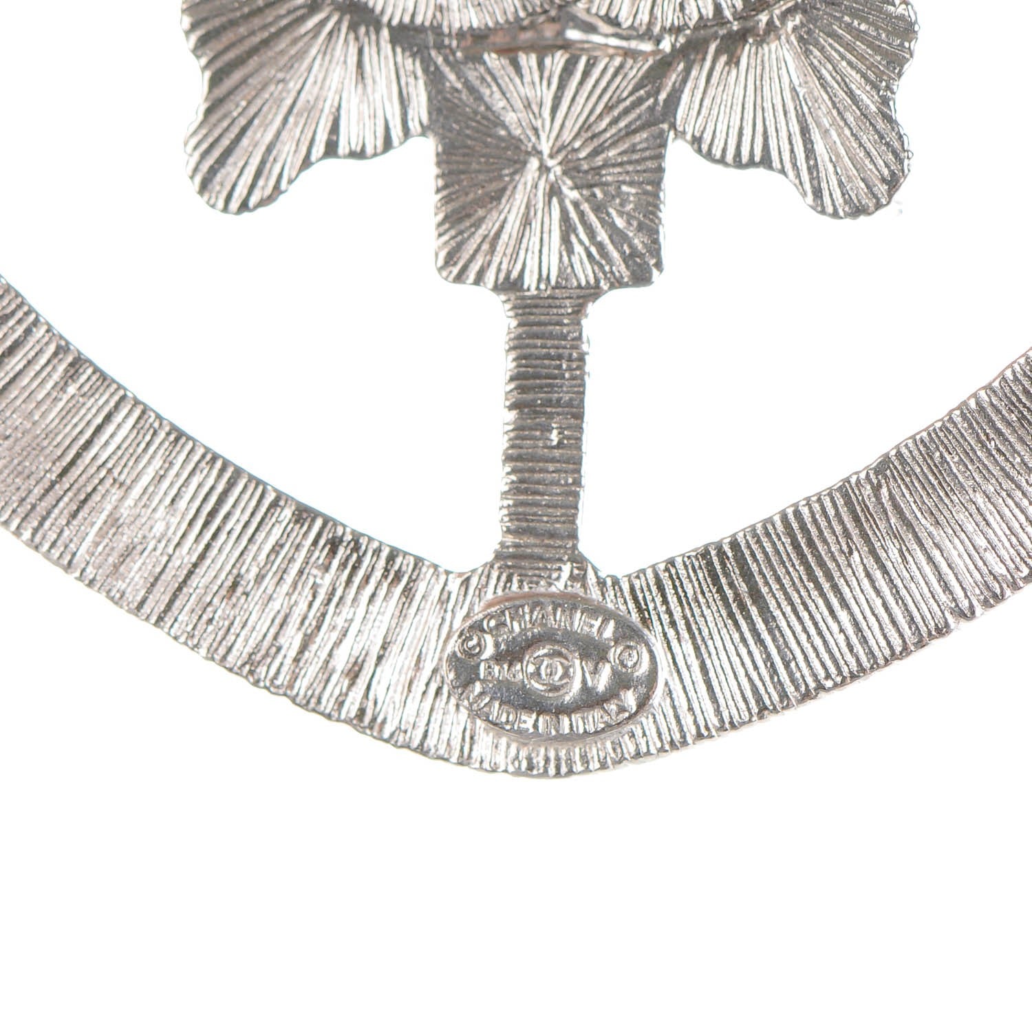 Chanel Swarovski Baguette Crystal CC Shield Brooch Silver 4 of 5