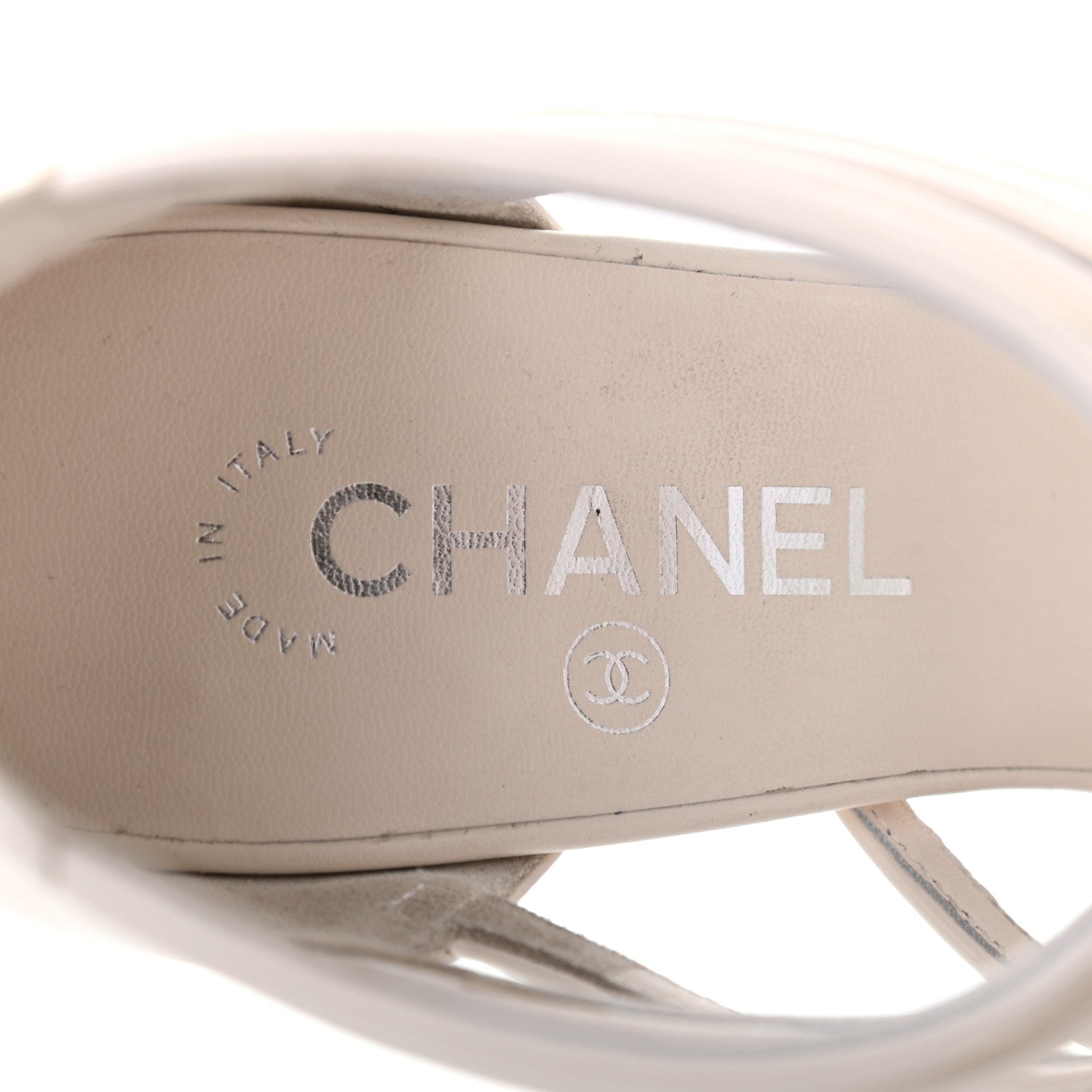 Chanel Calfskin CC Chain Sandals 39.5 White 7 of 8