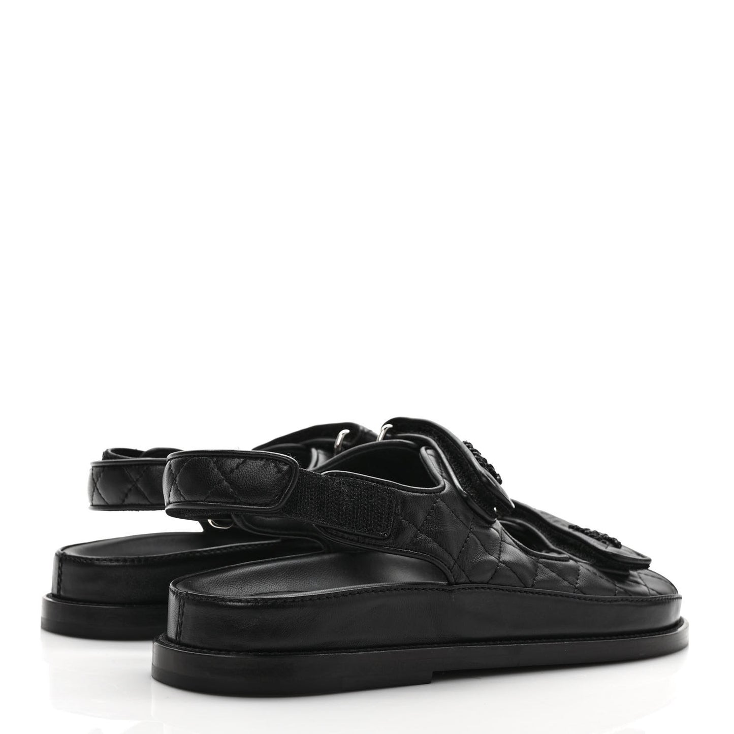 Grained Calfskin Velcro Dad Sandals 38 Black